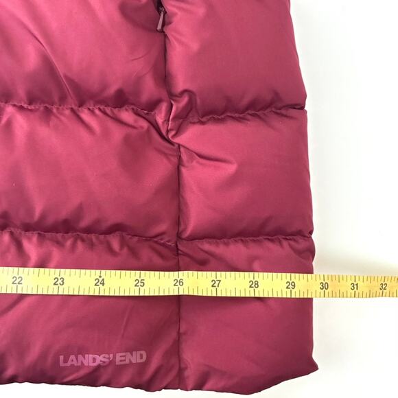 Lands' End Women's Wine Red Hooded Down Zip Puffer Coat - Plus 2X Petite - Picture 5 of 10